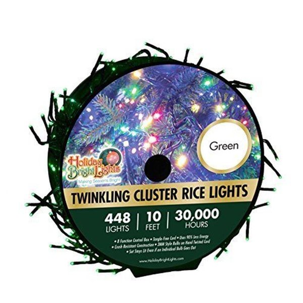 Nu Tsai Capital Dba Nu Tsai Capital DBA 7742224 10 ft. Cluster Rice Christmas Light Reel - Green; 448 Lights 7742224